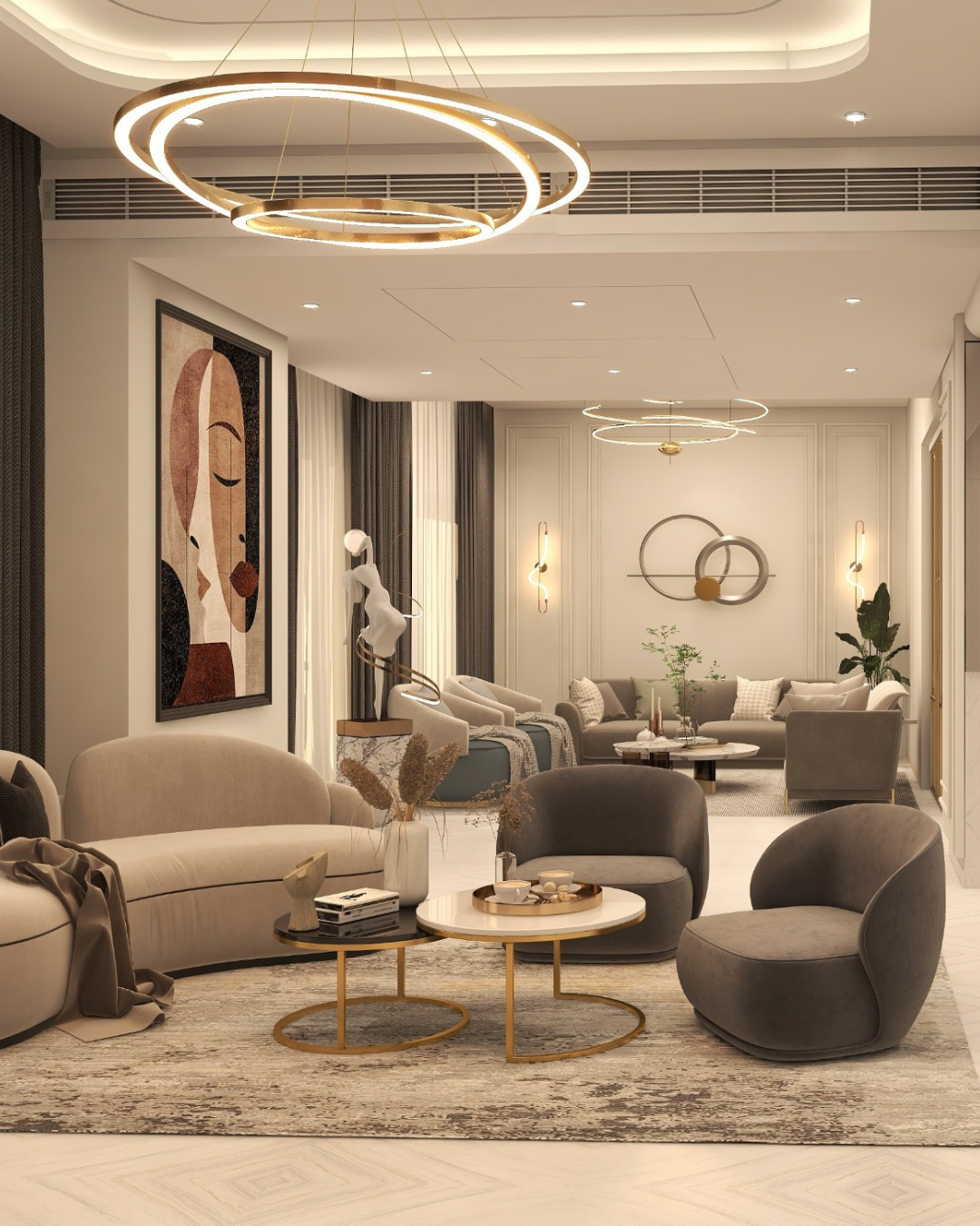 Luxélan interior with illuminated Luxélan wall logo